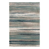 (C203) Tulsa Aqua & Navy Shag Area Rug, 5x7