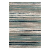 (C203) Tulsa Aqua & Navy Shag Area Rug, 7x10