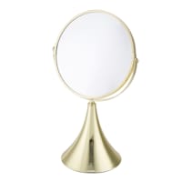 Gold Round 1X & 3X Table Mirror, 14.1"
