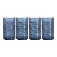Set of 4 Navy Blue Spectra Highball Glasses, 15oz