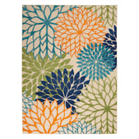 (E520) Multicolor Aloha Floral Outdoor Area Rug, 5x8