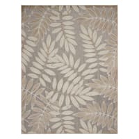 (E521) Neutral Aloha Leaf Outdoor Area Rug, 5x8