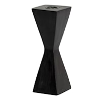 Black Wooden Taper Candle Holder, 7"