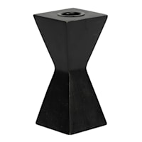 Black Wooden Taper Candle Holder, 5"