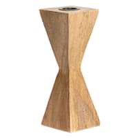 Natural Wooden Taper Candle Holder, 7"