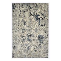 (B551) Magnolia Blue Vintage Floral Accent Rug, 3x5