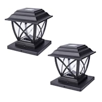 Set of 2 5-Lumen Solar Black Post Cap Lights