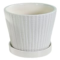 Indoor White Buttoned Up Ceramic Pot, Medium