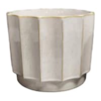 Indoor Cream Wide Fluted Ceramic Pot, Small