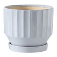 Indoor Periwinkle Wide Fluted Ceramic Pot, Small