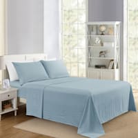 4-Piece Dusty Blue Super Soft Microfiber Sheet Set, Queen