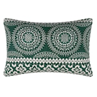 Found & Fable Green Medallion Embroidered Throw Pillow, 14x20