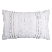 Found & Fable White Tufted Stripe Throw Pillow with Sequins, 14x20