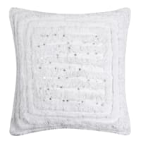 Found & Fable White Tufted Square Throw Pillow with Sequins, 18"