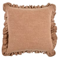Honeybloom Dark Brown Solid Textured Ruffle Throw Pillow, 18"