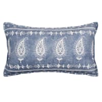 Honeybloom Blue Matelasse Block Print Throw Pillow, 14x20