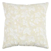 Providence Cream Songbird Floral Print Throw Pillow, 18"