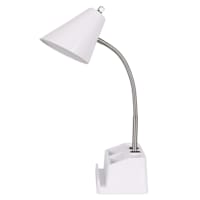 White Task Organizer Lamp, 16"