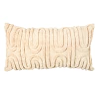 Beige Tufted Wave Throw Pillow, 14x26