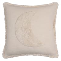 Beige Tufted Moon Throw Pillow, 18"