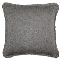 Found & Fable Dark Grey Solid Woven Fringe Outdoor Throw Pillow, 18"