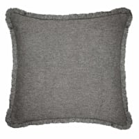 Found & Fable Solid Dark Grey Woven Throw Pillow with Fringe, 24"