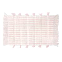 Honeybloom Pink Striped Cotton Bath Rug with Tassels, 20x30