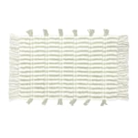 Honeybloom Sage Striped Cotton Bath Rug with Tassels, 20x30