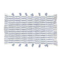 Honeybloom Blue Striped Cotton Bath Rug with Tassels, 20x30