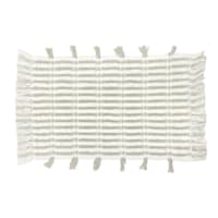 Honeybloom Stone Striped Cotton Bath Rug with Tassels, 20x30