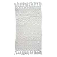 Found & Fable White Woven Fringe Bath Rug, 20x32
