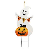 Happy Haunting Ghost & Jack-o'-Lantern Yardstake, 28"