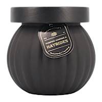 Homespun Halloween Pumpkin Carving & Hayrides Scented Black Pumpkin Jar Candle, 7oz