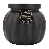 Homespun Halloween Pumpkin Carving & Hayrides Scented Black Pumpkin Jar Candle, 35.8oz