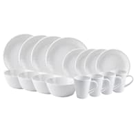 16-Piece White Burlap Dinnerware Set