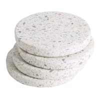 Set of 4 White Round Terrazzo Coasters, 4"