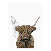 Highland Cow Bathroom Canvas Wall Art, 18x24