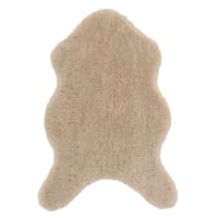 (C206) Found & Fable Neutral Curly Faux Fur Accent Rug, 3x5