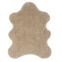 (C206) Found & Fable Neutral Curly Faux Fur Area Rug, 5x7