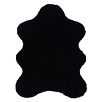 (C207) Found & Fable Black Curly Faux Fur Area Rug, 5x7