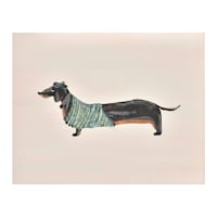 Beret Dachshund Dog Canvas Wall Art, 16x12