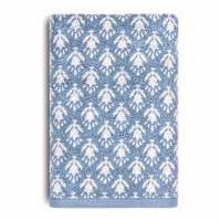 Honeybloom Plush Performance Blue Patterned Cotton Bath Towel, 30x54