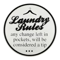 Laundry Rules Round Wall Decor, 16"