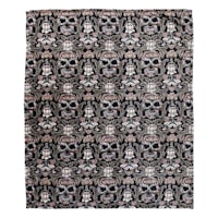 Vintage Floral Skull Plush Throw Blanket, 50x60