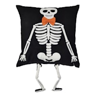 Homespun Halloween Dangle Legs Skeleton Throw Pillow, 18x20