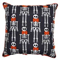 Homespun Halloween Skeleton Beaded Throw Pillow, 18"