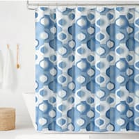 13-Piece Blue Abstract Geo Shower Curtain Set, 72"