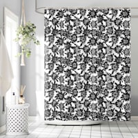 13-Piece Luma Black Floral Shower Curtain Set, 70x72