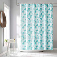 13-Piece Mazi Turquoise Geometric Shower Curtain Set, 70x72