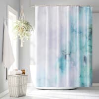 13-Piece Olana Turquoise Watercolor Shower Curtain Set, 70x72